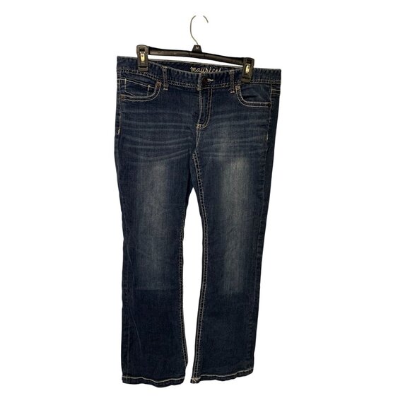 Maurices Womens Size 13 14 Juniors Regular Blue Denim Flared Jeans - Picture 1 of 4